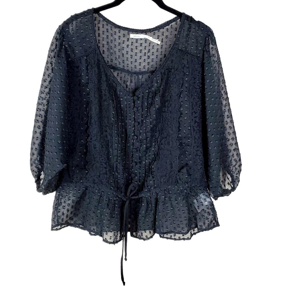 ✨ Kimchi Blue Black Sheer Balloon Sleeve Blouse Size S